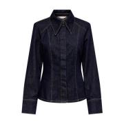 Rinse Shirt Lange Mouw Aansluitend Only , Blue , Dames