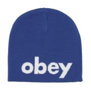 Blauwe Surf Beanie Hoed Stretchstof Obey , Blue , Heren