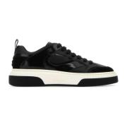 Zwarte Leren Mix Sneakers Salvatore Ferragamo , Black , Heren