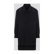 Flanellen overshirt in wolmix Y-3 , Black , Heren