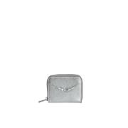 Zilver Metallic Leren Mini Portemonnee Zadig & Voltaire , Gray , Dames