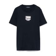 Blauw Logo Print Crew Neck T-shirt Max Mara , Blue , Dames