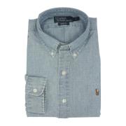 Casual Blauw Denim Overhemd Polo Ralph Lauren , Blue , Heren