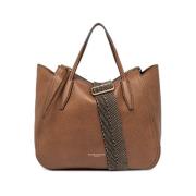 Megan Gehamerd Leren Tote met Rits Gianni Chiarini , Brown , Dames