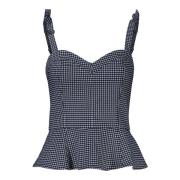 Blauw Geruite Hart Hals Top Guess , Blue , Dames