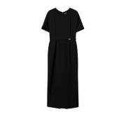 Chique Midi Jurk van Polyester Twinset , Black , Dames