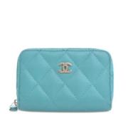 Pre-owned Leather wallets Chanel Vintage , Blue , Dames