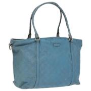 Pre-owned Leather totes Gucci Vintage , Blue , Dames