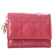 Pre-owned Leather wallets Dior Vintage , Pink , Dames