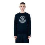 Katoenen Jersey Logo Print Sweatshirt Moncler , Black , Heren