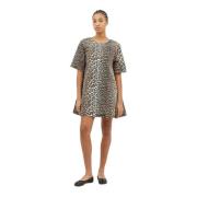 Leopard Print Open Back Mini Dress Ganni , Multicolor , Dames