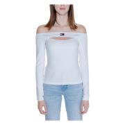 Badge Dames T-shirt Collectie Tommy Jeans , White , Dames