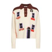 Intarsia Gebreide Trui met Voorknopsluiting JW Anderson , Multicolor ,...