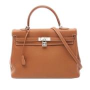 Pre-owned Linen handbags Hermès Vintage , Brown , Dames