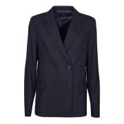 Zwarte dubbelrijige wollen jas PS By Paul Smith , Black , Dames