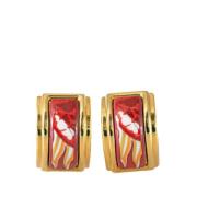 Pre-owned Fabric earrings Hermès Vintage , Red , Dames