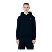 Cotton Fleece Logo Patch Hoodie Moncler , Black , Heren