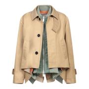 Beige Jas met Ritssluiting Sacai , Beige , Dames