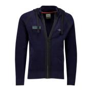 Donkerblauwe Hoodie met Rits Aeronautica Militare , Blue , Heren