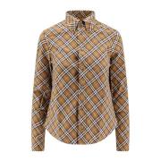 Groen Geruite Knoopshirt Burberry , Green , Dames