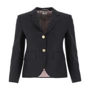 Midnight Blue Wool Blazer Thom Browne , Blue , Dames