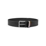 Zwarte Leren Riem Stijlvol Model Hugo Boss , Black , Heren