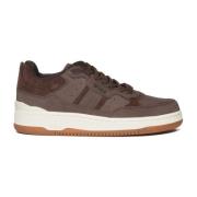 Bruine leren sportsneakers Polo Ralph Lauren , Brown , Heren