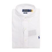 Witte Linnen Polo Shirt Polo Ralph Lauren , White , Heren