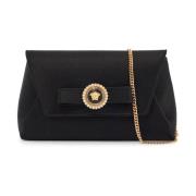 Geëmailleerde Medusa Lint Clutch Versace , Black , Dames