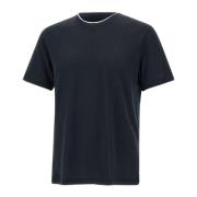 Zwart T-shirt met kleurcontrastprofielen Eleventy , Black , Heren