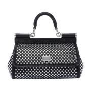 Zwarte handtas met satijnen afwerking Dolce & Gabbana , Black , Dames