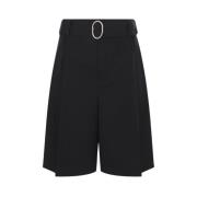 Zwarte wollen gabardine shorts Jil Sander , Black , Heren