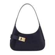 Midnight Blue Leren Schoudertas Salvatore Ferragamo , Blue , Dames