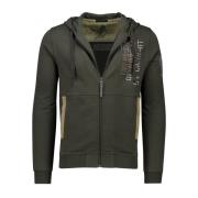 Groene hoodie met rits Aeronautica Militare , Green , Heren