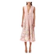 Roze Bloemen Waverly Midi Jurk Zimmermann , Multicolor , Dames