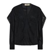 Vrouwelijke Kant Blouse met Prachtige Details MOS Mosh , Black , Dames