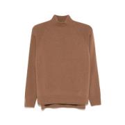 Geribbelde Kamelen Trui met Mock Neck Peserico , Brown , Dames