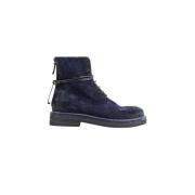 Navy Blue Lace-Up Suede Boots Marsell , Blue , Dames