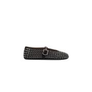 Zwarte Suède Ballerina's met Strass Alaïa , Black , Dames