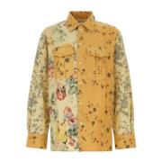 Bloemen Linnen Twin Pocket Shirt Marine Serre , Multicolor , Heren