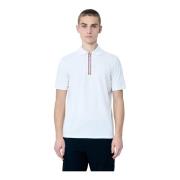 Katoenen Piquet Half-Zip Polo Shirt Moncler , White , Heren