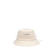 Off White Bucket Hat met Logo Jacquemus , Beige , Heren