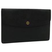 Pre-owned Leather clutches Louis Vuitton Vintage , Black , Dames