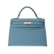 Pre-owned Leather handbags Hermès Vintage , Blue , Dames