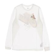 Heren Longsleeve T-shirt Wit/Rood Jordan , White , Heren