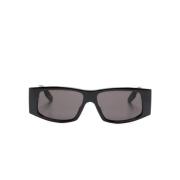 Zwarte Rechthoekig Frame Logo Zonnebril Balenciaga , Black , Unisex