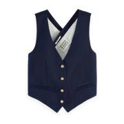 Gabardine Twill Cross Back Vest Scotch & Soda , Blue , Dames