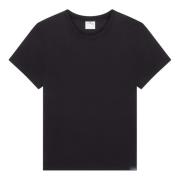 Zwart Logo Applique T-shirt Courrèges , Black , Heren