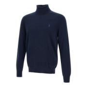 Blauwe Coltrui Wollen Trui met Logo Polo Ralph Lauren , Blue , Heren