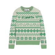 Groene Sweater met All-Over Print MC2 Saint Barth , Green , Dames